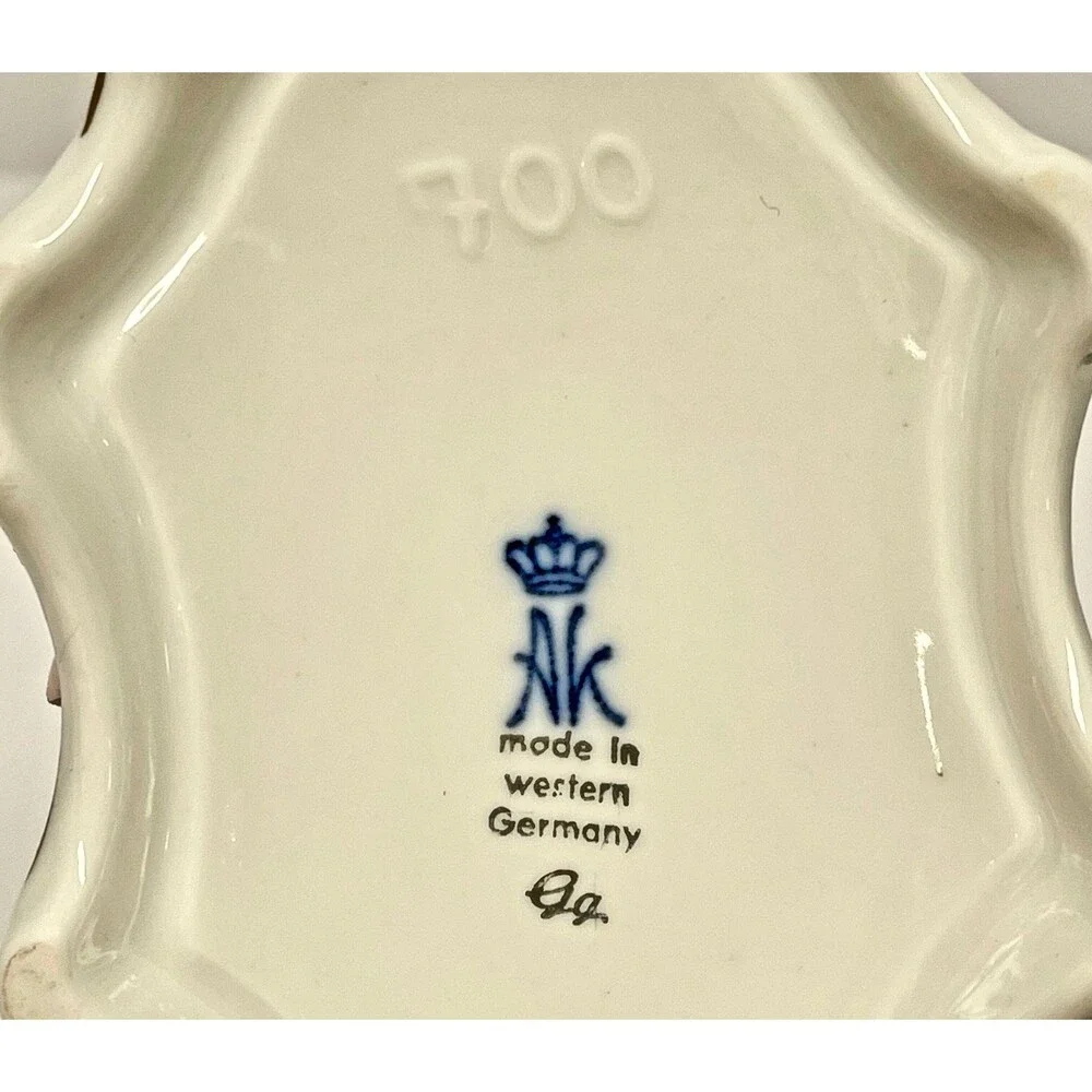 Vintage AK W. Germany Double Porcelain Candle Holder 700–Pink Rose Dresden Style